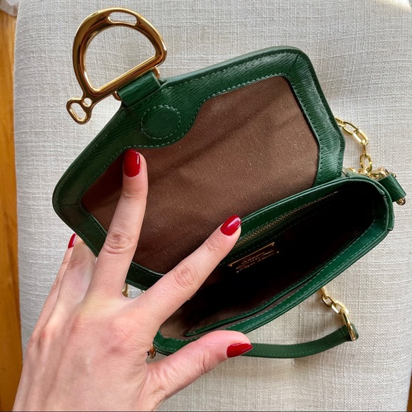 Ralph Lauren Green Purse with Gold Chain Strap - Picture 5 of 10